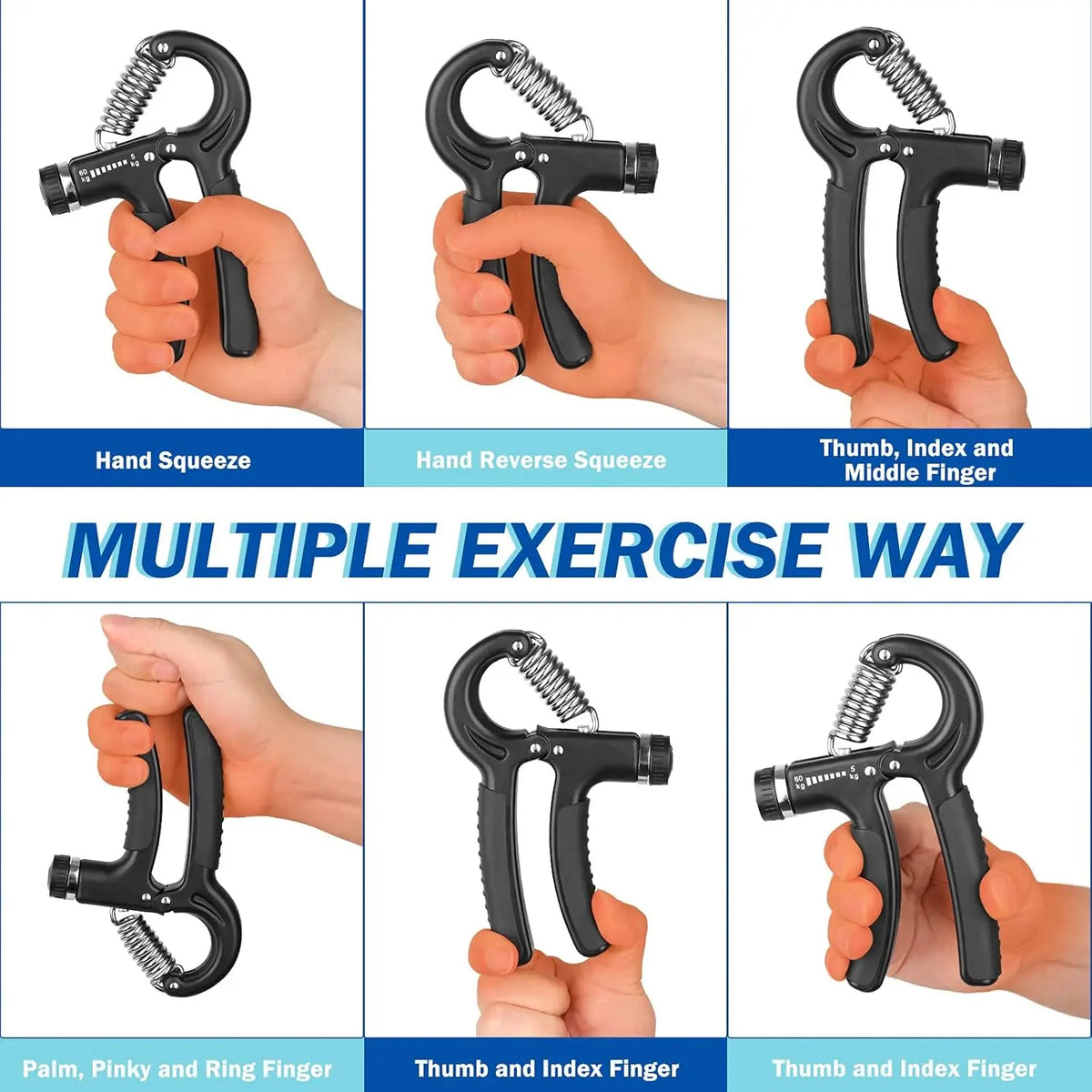 Grip Strength Trainer，Hand Grip Exerciser，Adjustable 11-132 Lbs (5-60kg) for Muscle Building & Injury Recovery, Forearm Exercise