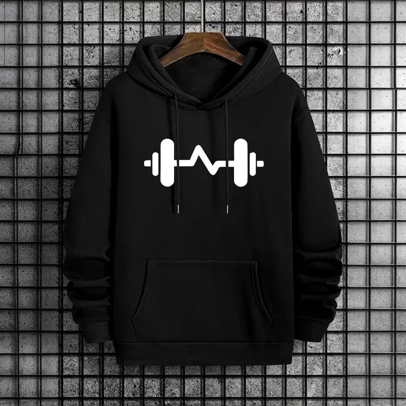 Men's Dumbbell Print Hoodie Fashion Urban Streetwear Stylish Party Sweatshirt Outdoor Daily Casual Fitness Pullover