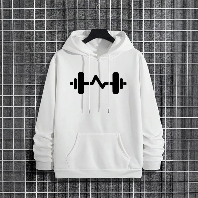 Men's Dumbbell Print Hoodie Fashion Urban Streetwear Stylish Party Sweatshirt Outdoor Daily Casual Fitness Pullover