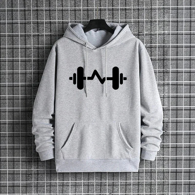 Men's Dumbbell Print Hoodie Fashion Urban Streetwear Stylish Party Sweatshirt Outdoor Daily Casual Fitness Pullover